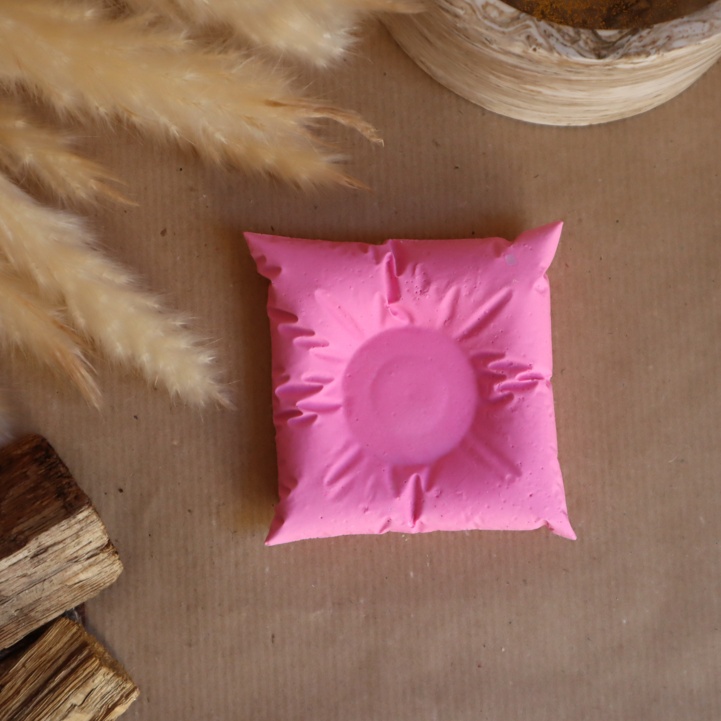 Bougeoir coussin rose