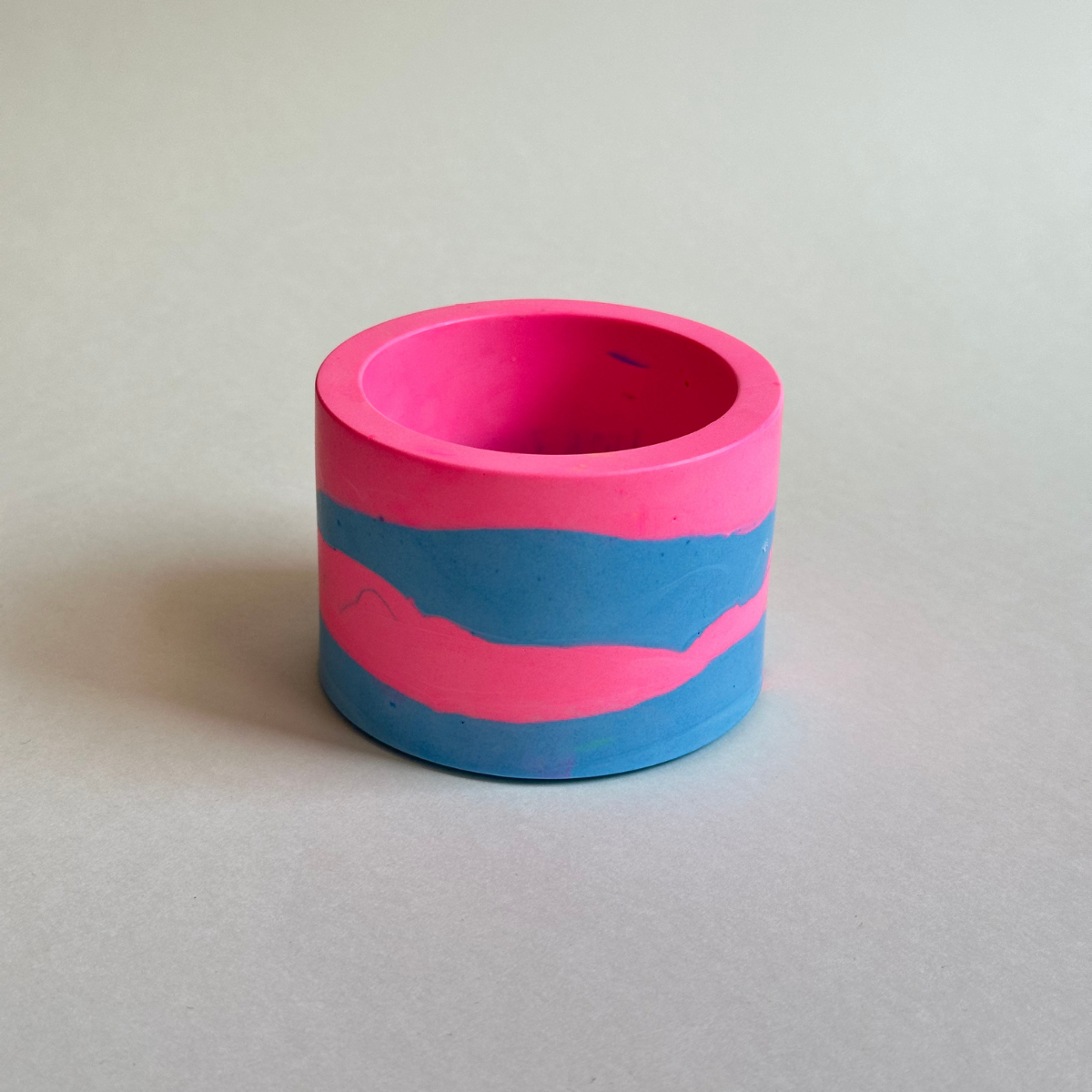 Pot à bougie rose et bleu