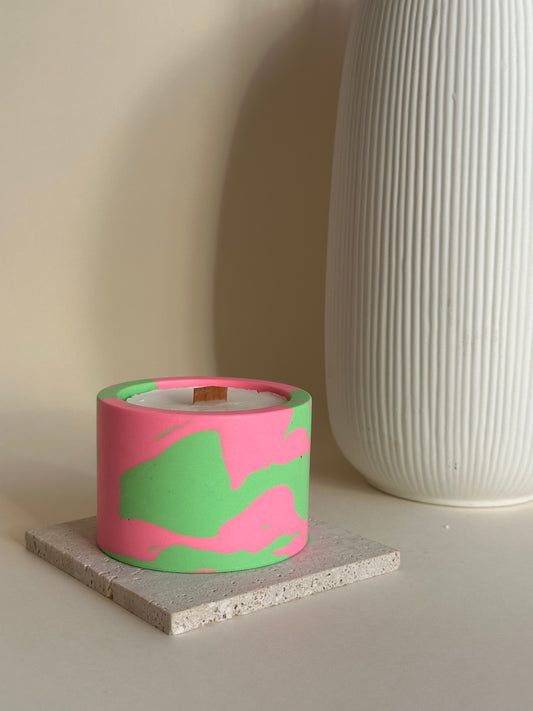 Pot à bougie rose et vert