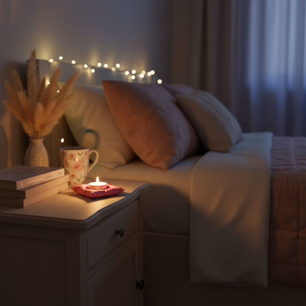 Bougeoir coussin rose