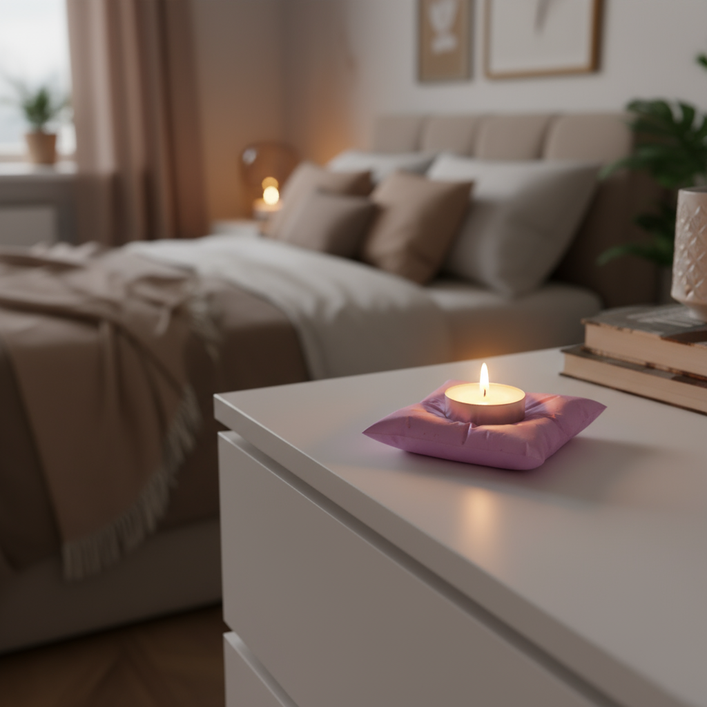 Bougeoir coussin violet