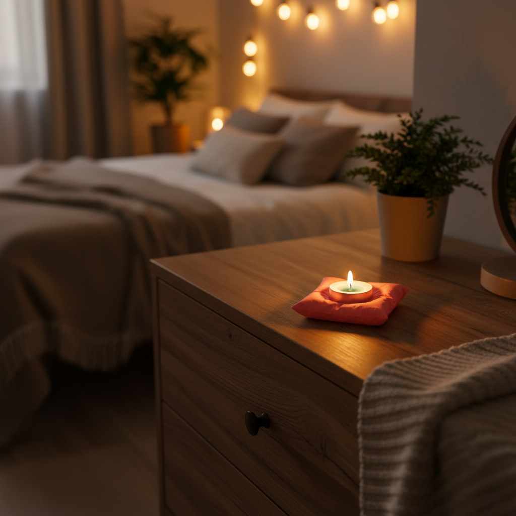 Bougeoir coussin corail