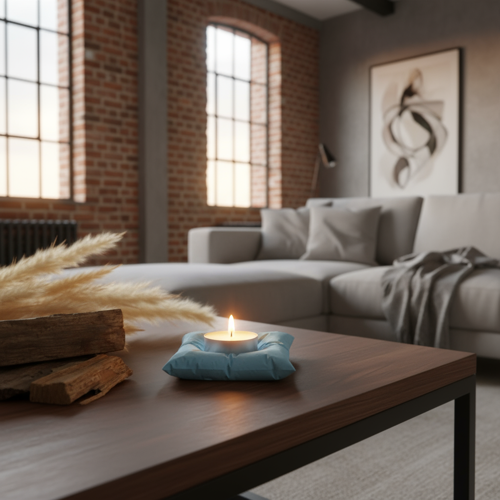 Bougeoir coussin bleu