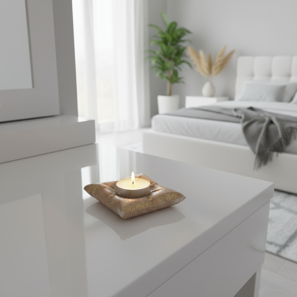 Bougeoir coussin doré pailleté