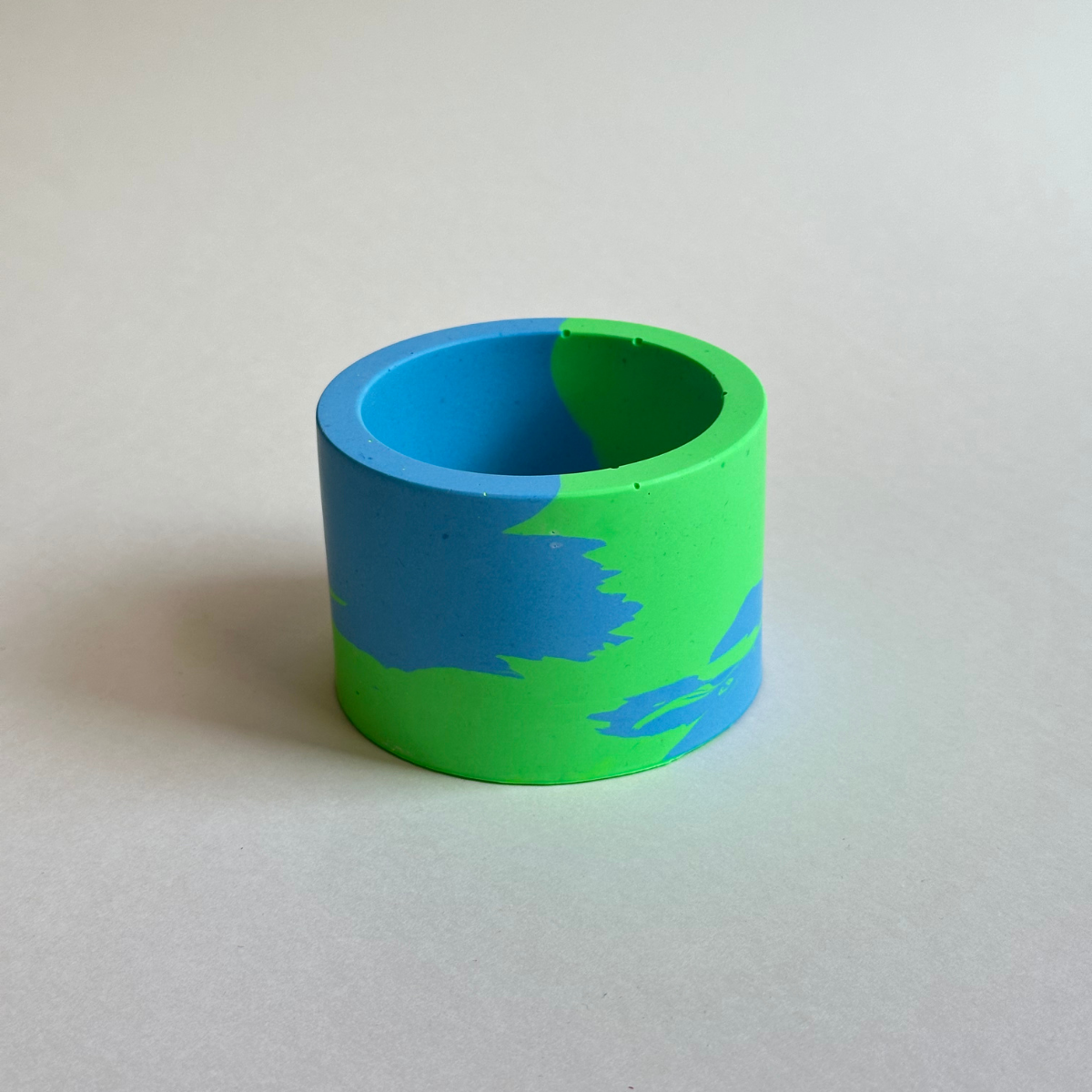 Pot à bougie vert et bleu