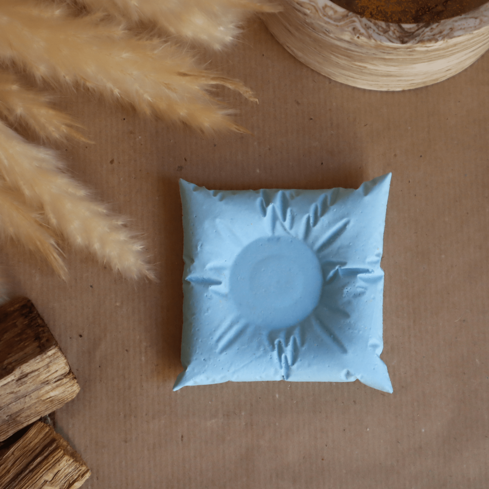 Bougeoir coussin bleu - Kamba bougie