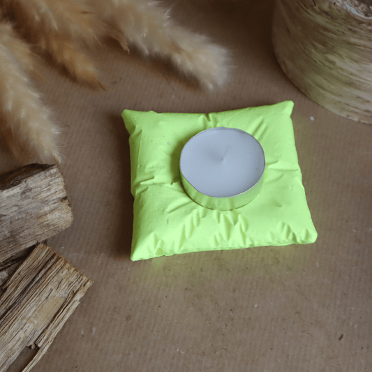 Bougeoir coussin jaune fluo - Kamba bougie