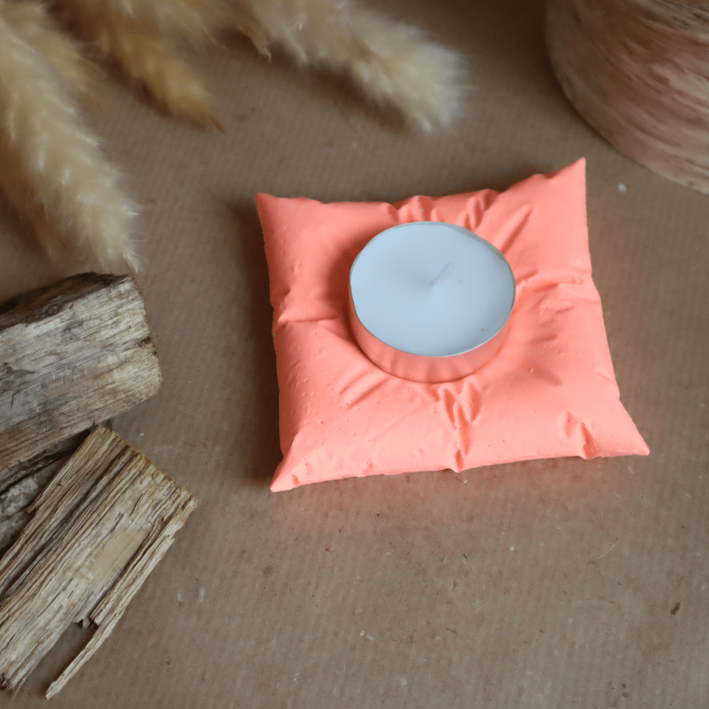 Bougeoir coussin orange - Kamba bougie