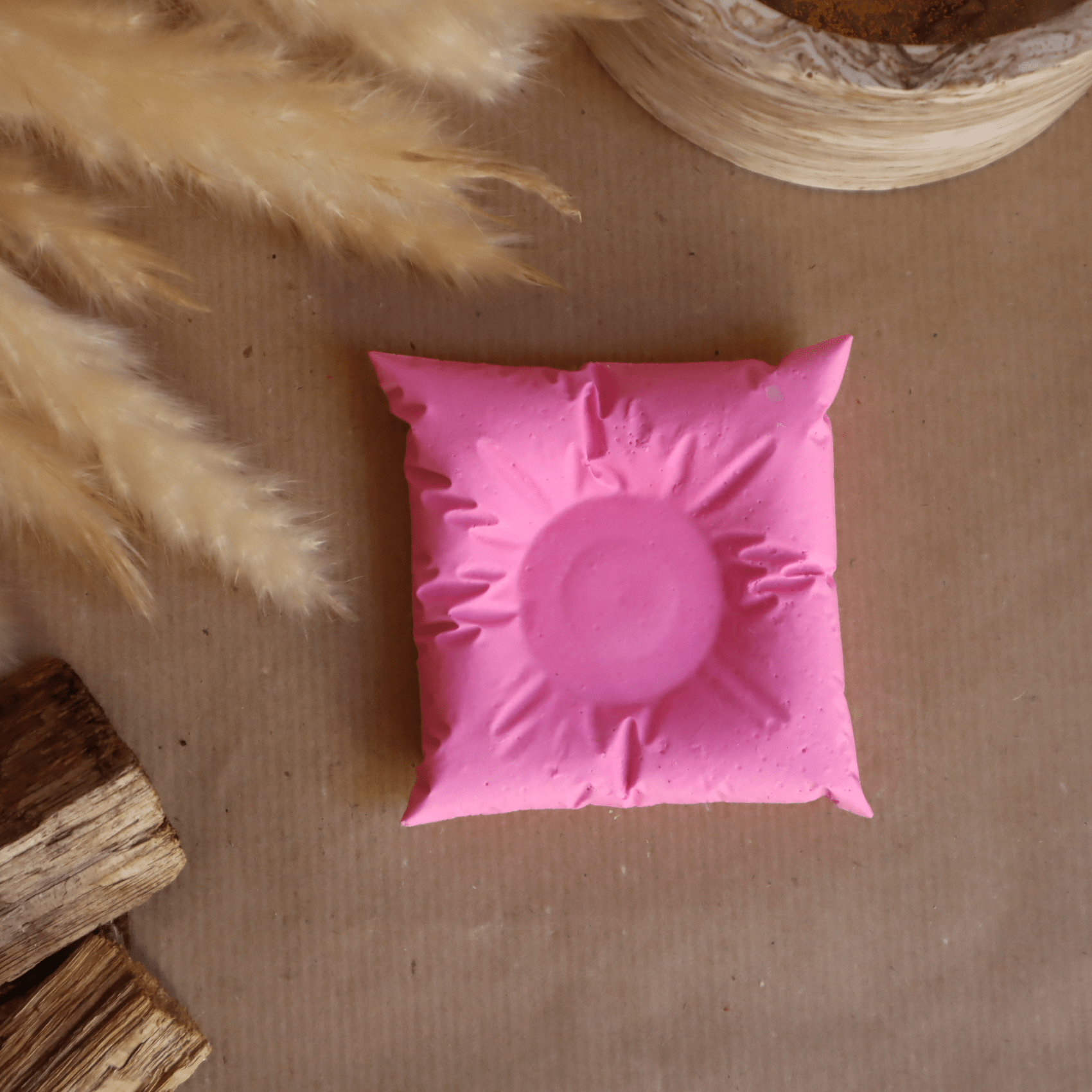 Bougeoir coussin rose - Kamba bougie