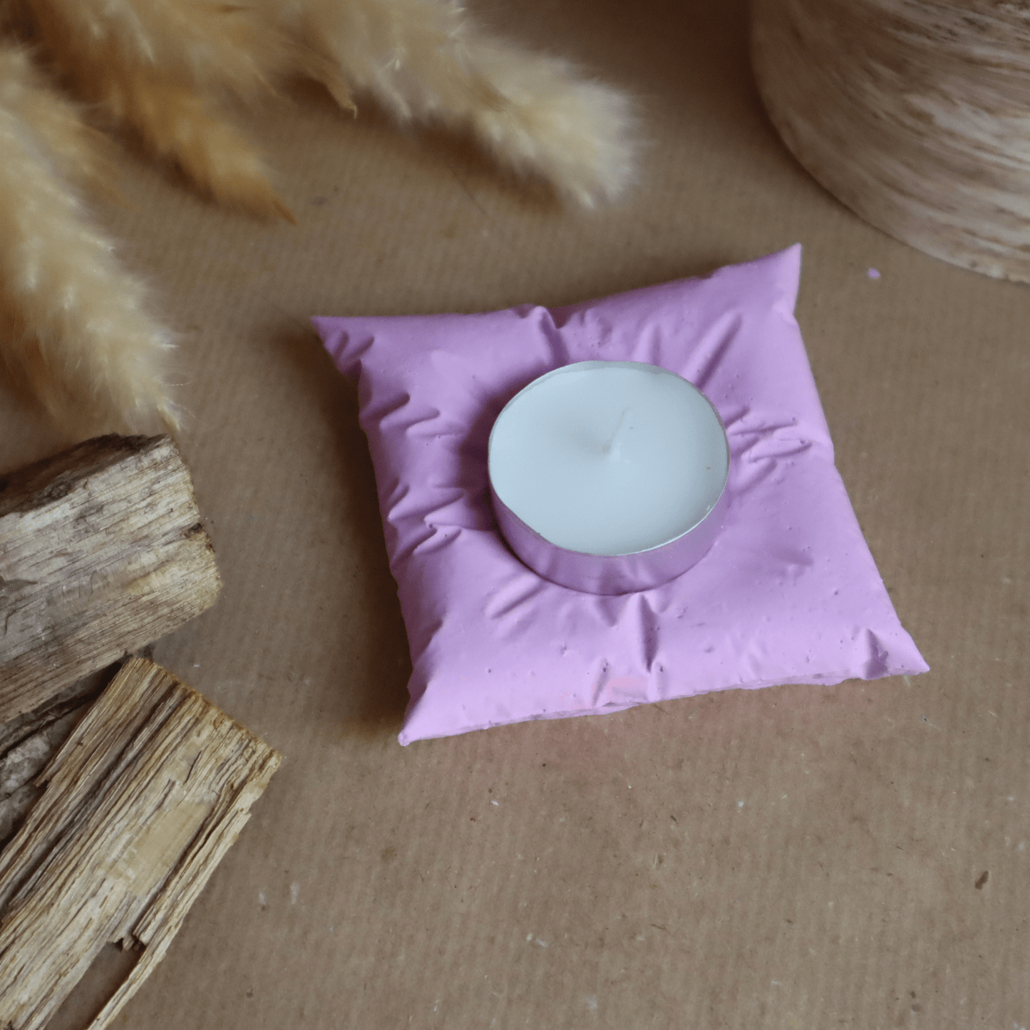 Bougeoir coussin violet - Kamba bougie