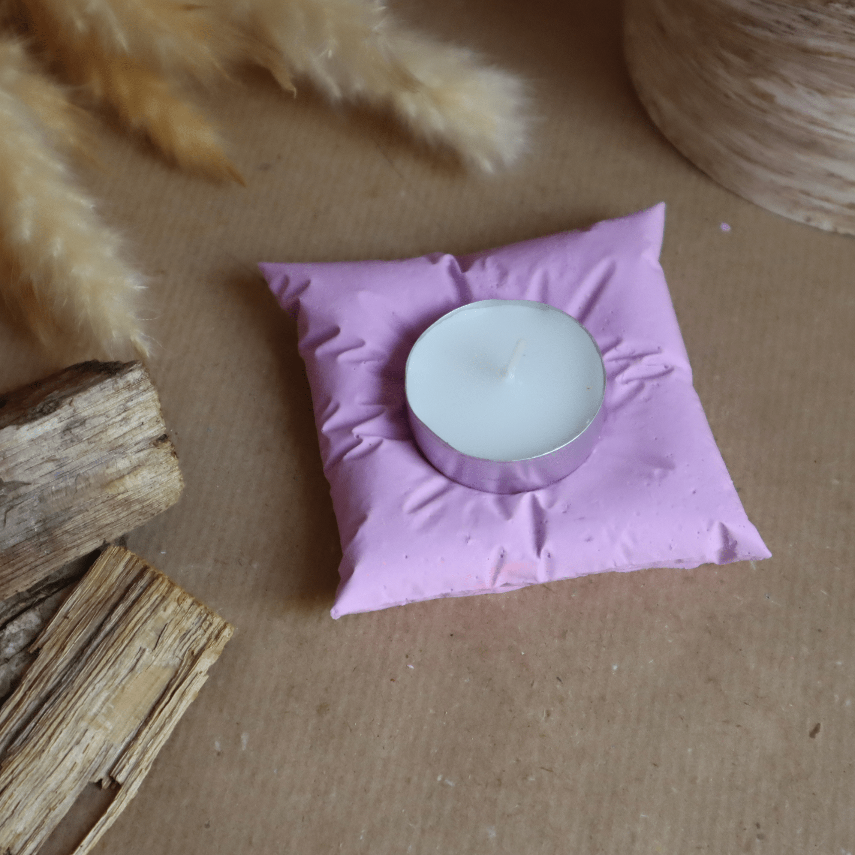 Bougeoir coussin violet - Kamba bougie
