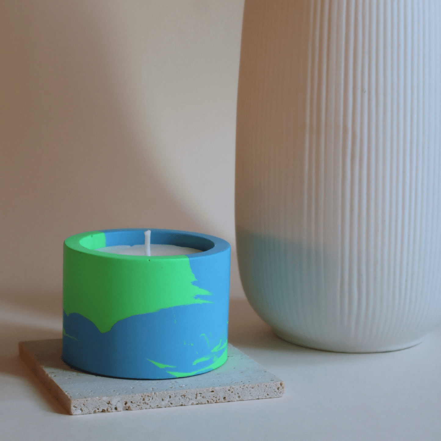 Pot à bougie vert et bleu - Kamba bougie
