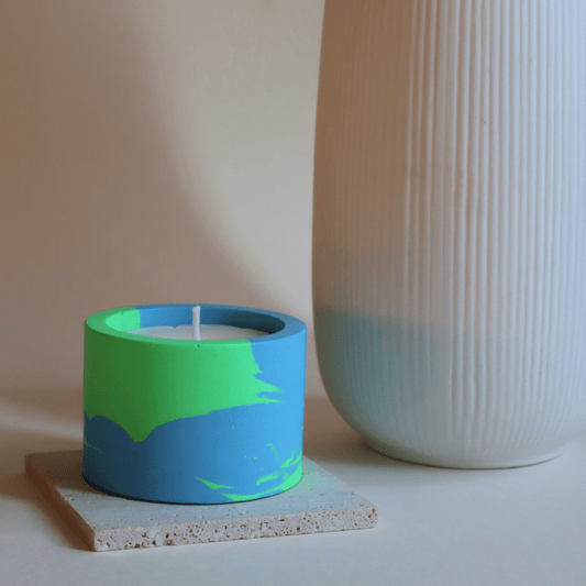 Pot à bougie vert et bleu - Kamba bougie